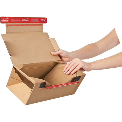 ColomPac® Versandkarton Return® Box M Innenmaße: 28,2 x 14 x 19,1 cm (B x H x T) Außenmaße: 30 x 15 x 20 cm (B x H x T) Kraftliner Wellpappe braun