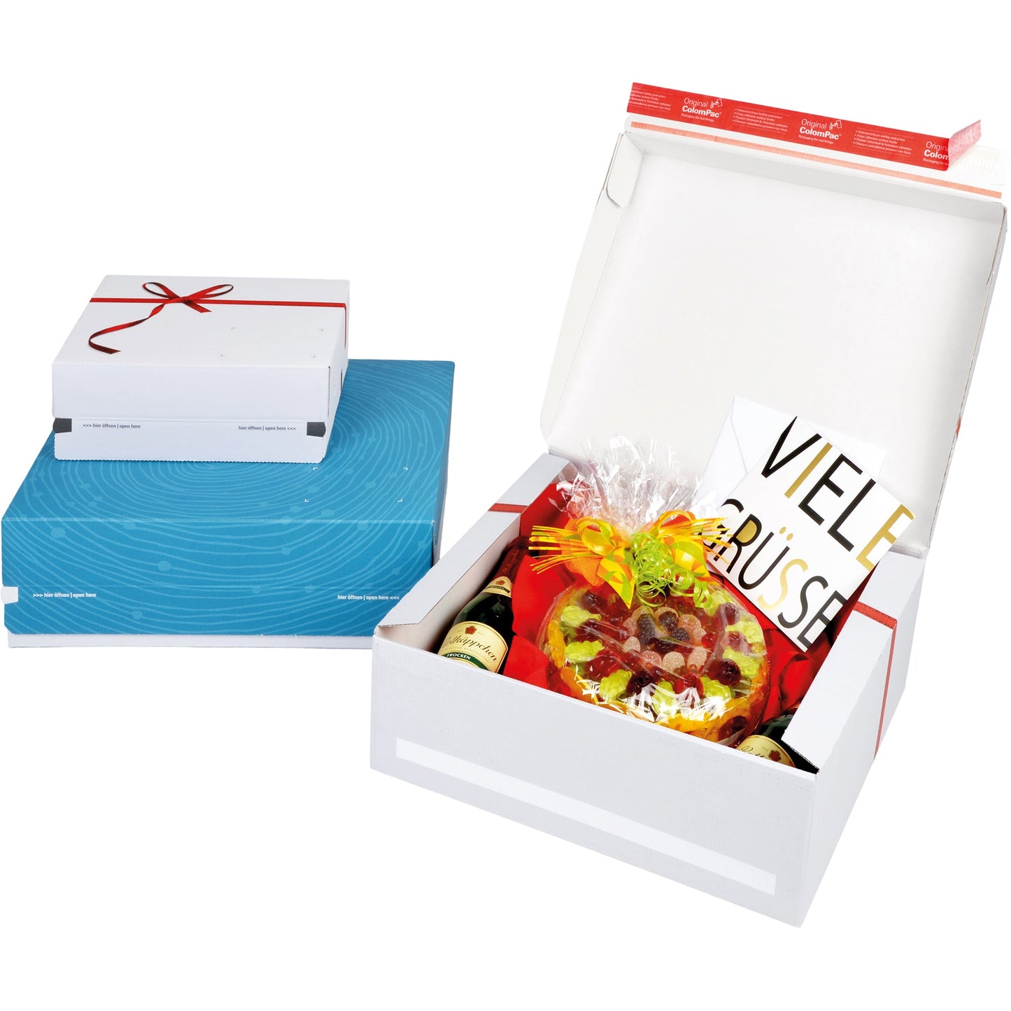 ColomPac Geschenkbox Small CP068.92/02 rote Schleife weiß