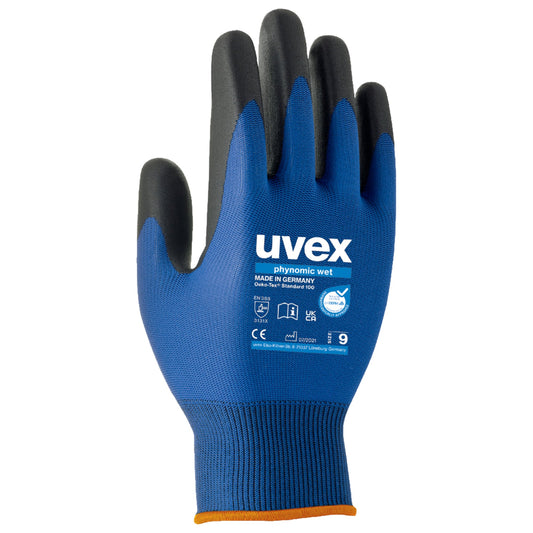 uvex Arbeitshandschuhe phynomic wet 10 Polyamid, Elasthan blau/anthrazit