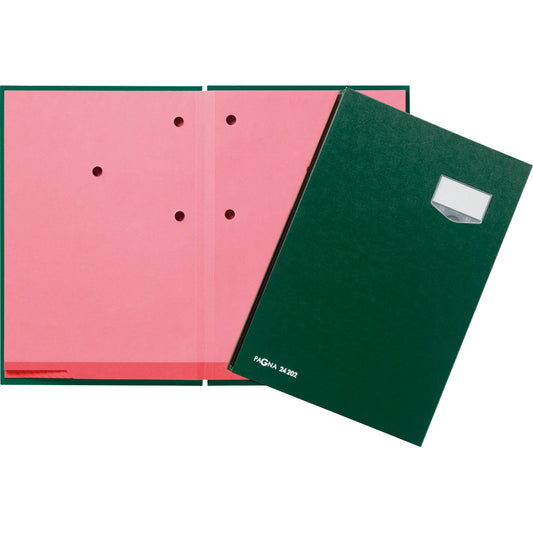 PAGNA Unterschriftenmappe de Luxe DIN A4 Kunststoff grün rosa 20 Fächer