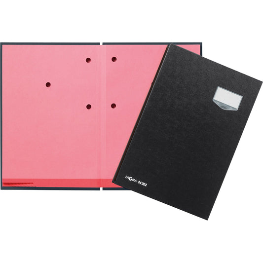PAGNA Unterschriftenmappe de Luxe DIN A4 Kunststoff schwarz rosa 20 Fächer