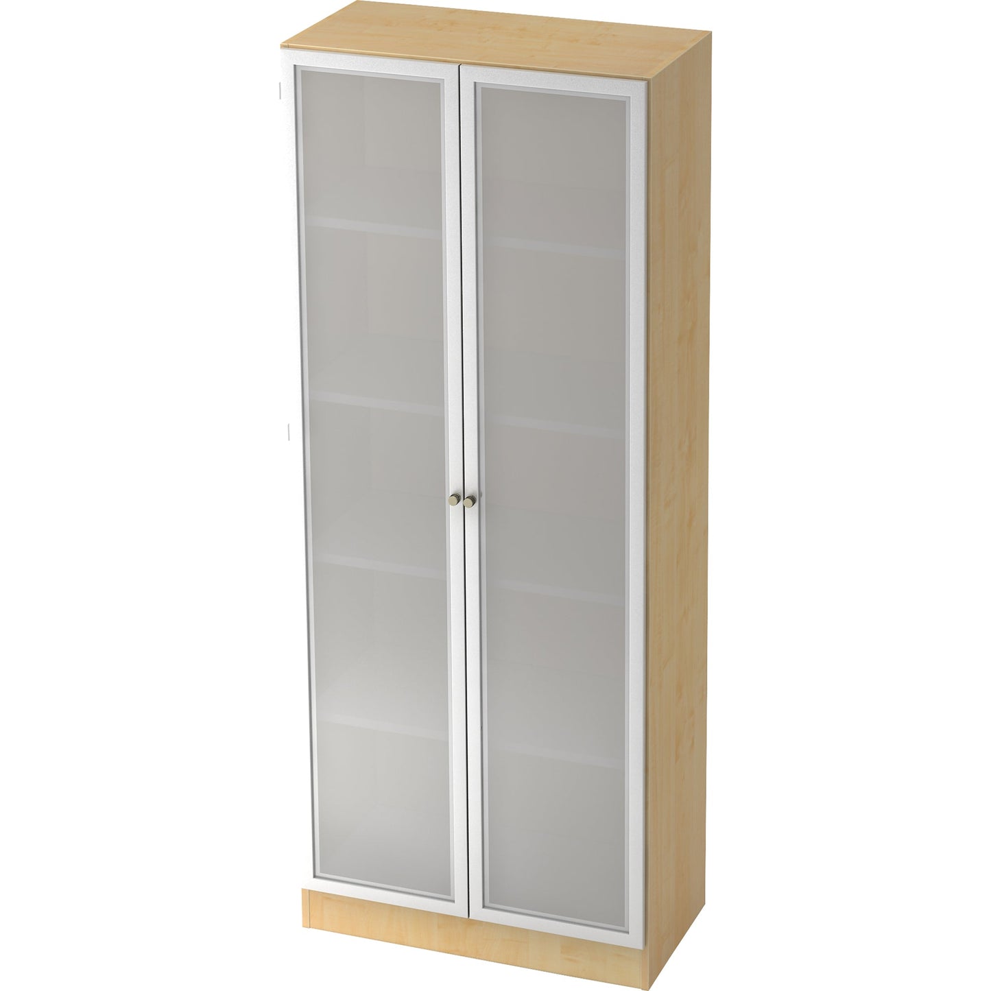 Hammerbacher Flügeltürenschrank Solid 800 x 2.004 x 420 mm (B x H x T) 4 Fachböden Holz Farbe der Front: silber/transparent Farbe des Korpus: ahorn