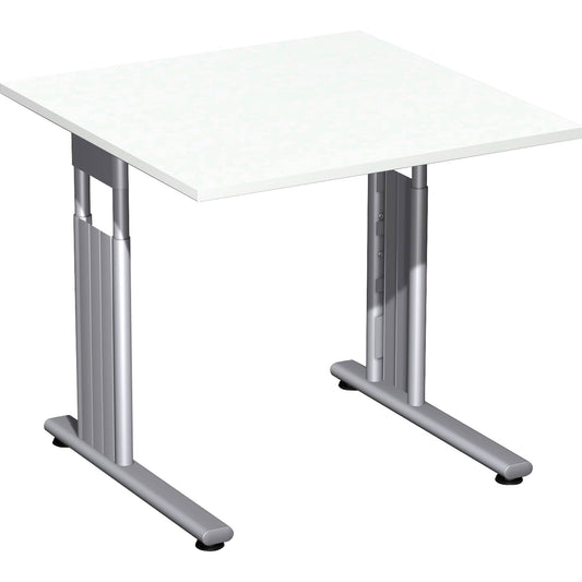 Geramöbel Schreibtisch C Fuß Flex Maße: 800 x 680-820 x 800 mm (B x H x T) Dreischicht-Feinspan weiß
