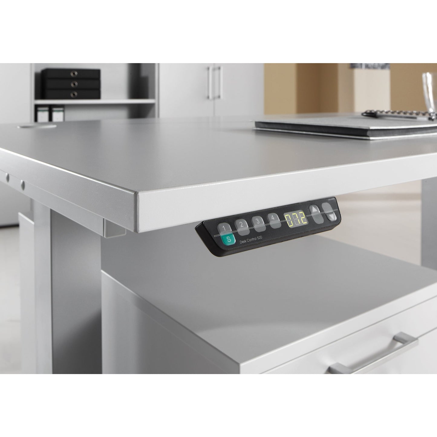 Hammerbacher Schreibtisch Maße: 2.000 x 630-1.270 x 1.200 mm (B x H x T) Spanplatte weiß