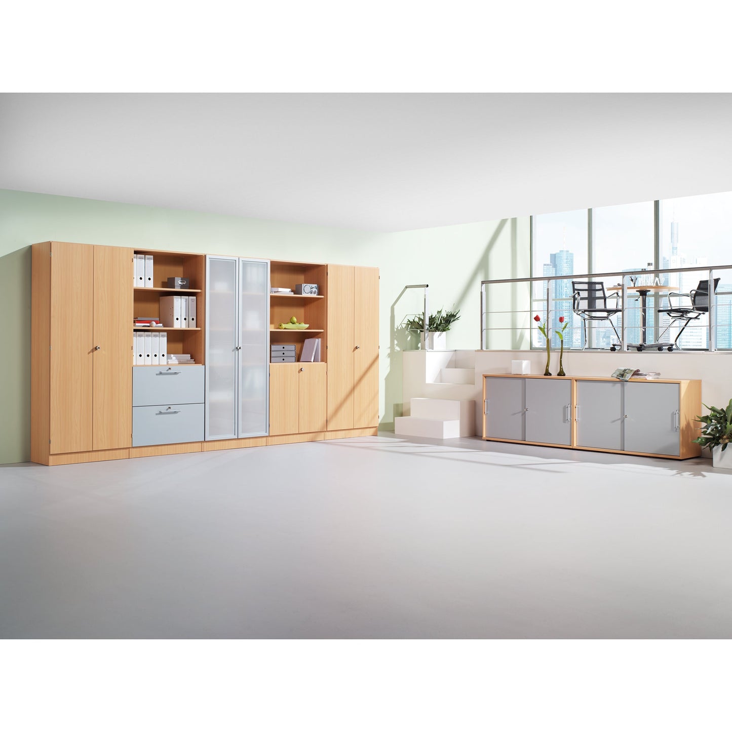 Hammerbacher Flügeltürenschrank 800 x 1.270 x 420 mm (B x H x T) 2 Fachböden Holz Farbe: buche