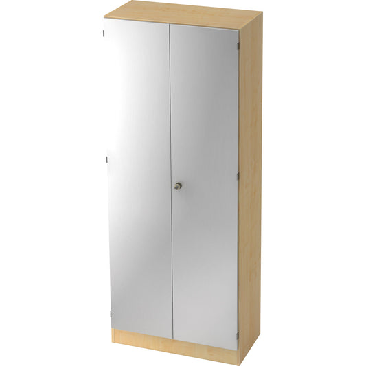 Hammerbacher Garderobenschrank 800 x 2.004 x 420 mm (B x H x T) Spanplatte, melaminharzbeschichtet Farbe der Front: ahorn Farbe des Korpus: silber