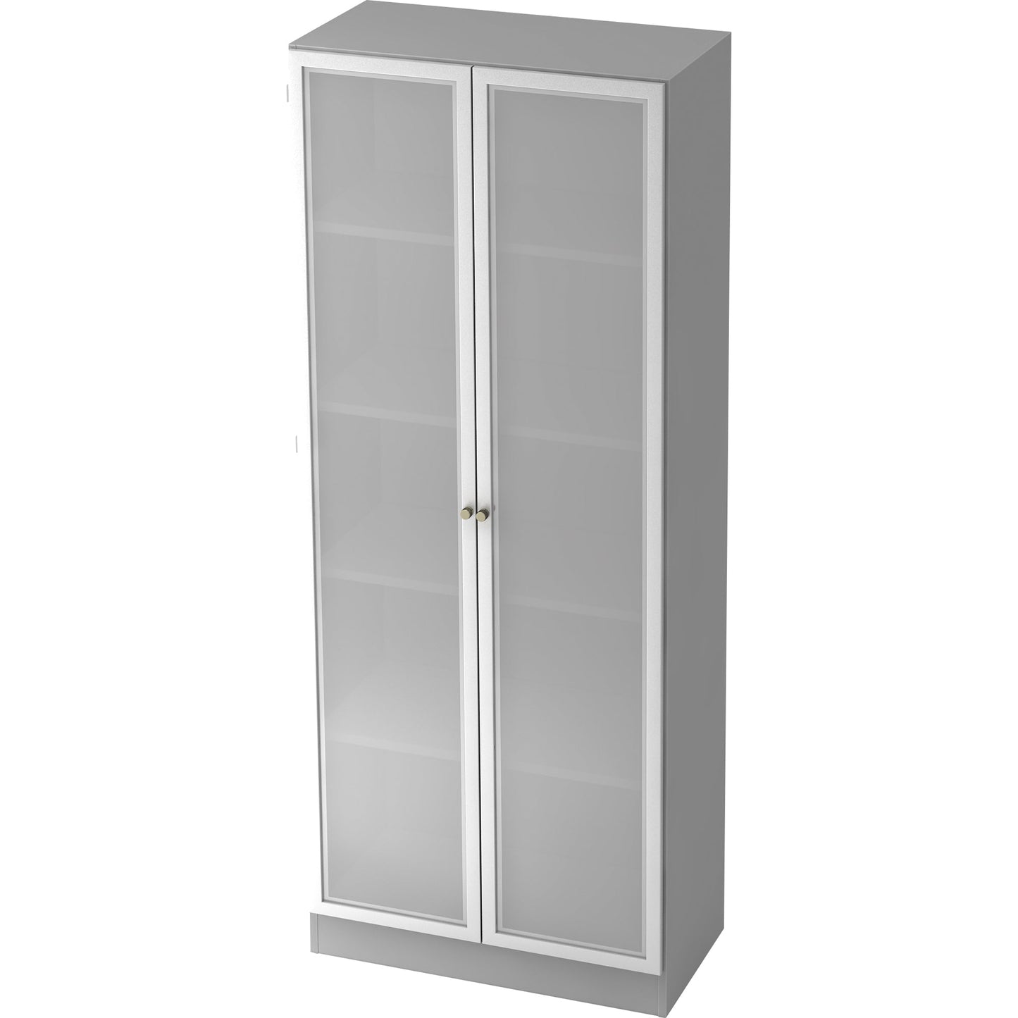 Hammerbacher Flügeltürenschrank Solid 800 x 2.004 x 420 mm (B x H x T) 4 Fachböden Holz Farbe der Front: silber/transparent Farbe des Korpus: grau