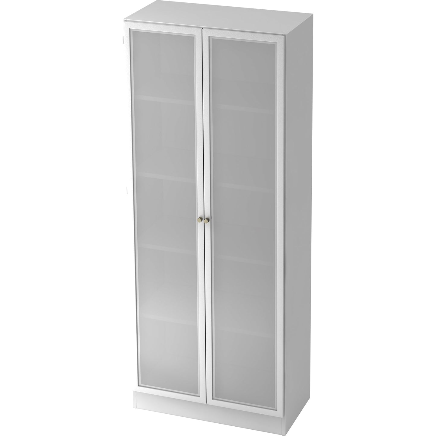 Hammerbacher Flügeltürenschrank Solid 800 x 2.004 x 420 mm (B x H x T) 4 Fachböden Holz Farbe der Front: silber/transparent Farbe des Korpus: weiß