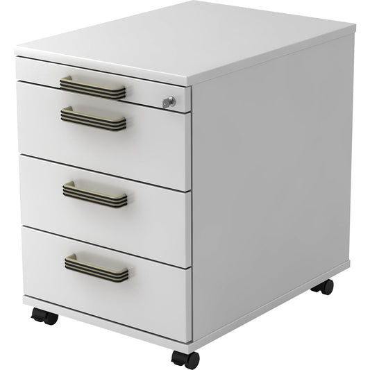 Hammerbacher Rollcontainer Solid 428 x 590 x 580 mm (B x H x T) 4 Schubladen Spanplatte, melaminharzbeschichtet weiß weiß