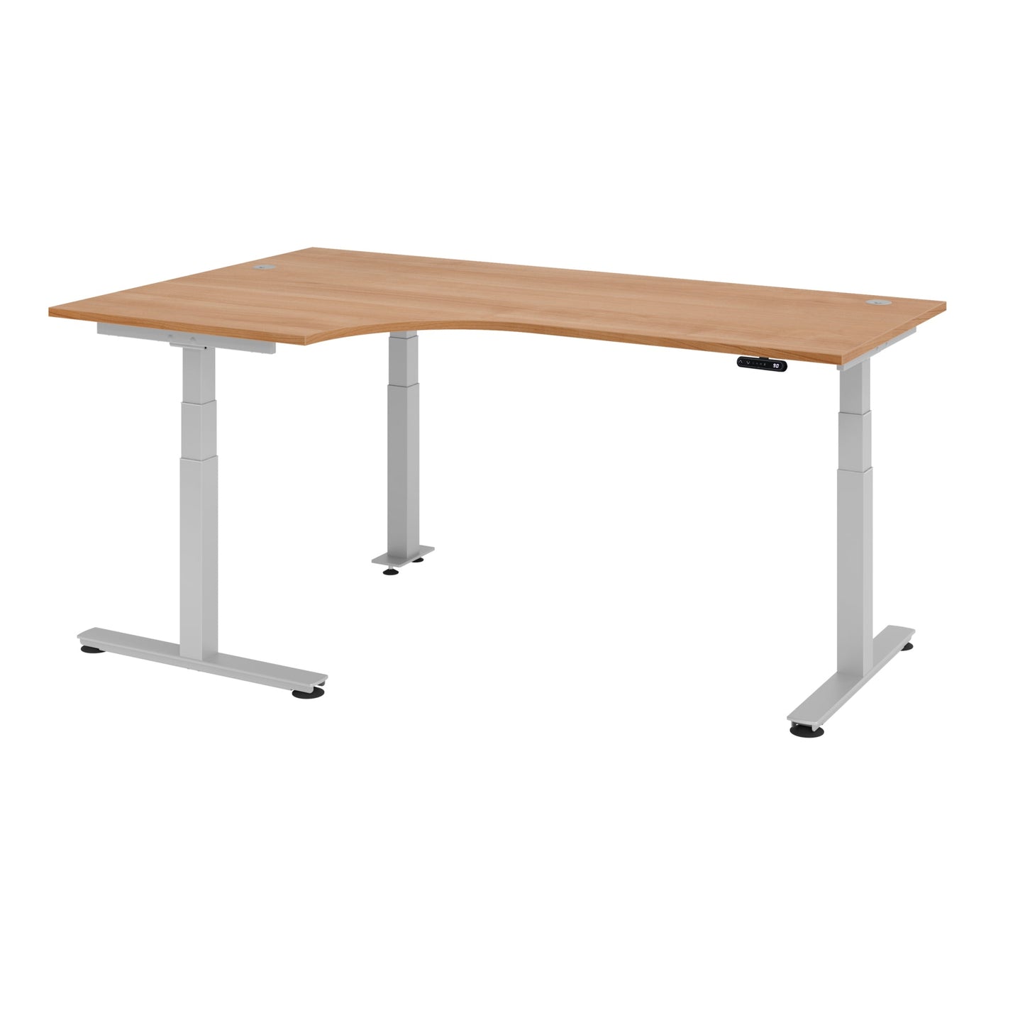 Hammerbacher Schreibtisch Maße: 2.000 x 630-1.270 x 1.200 mm (B x H x T) Spanplatte nussbaum