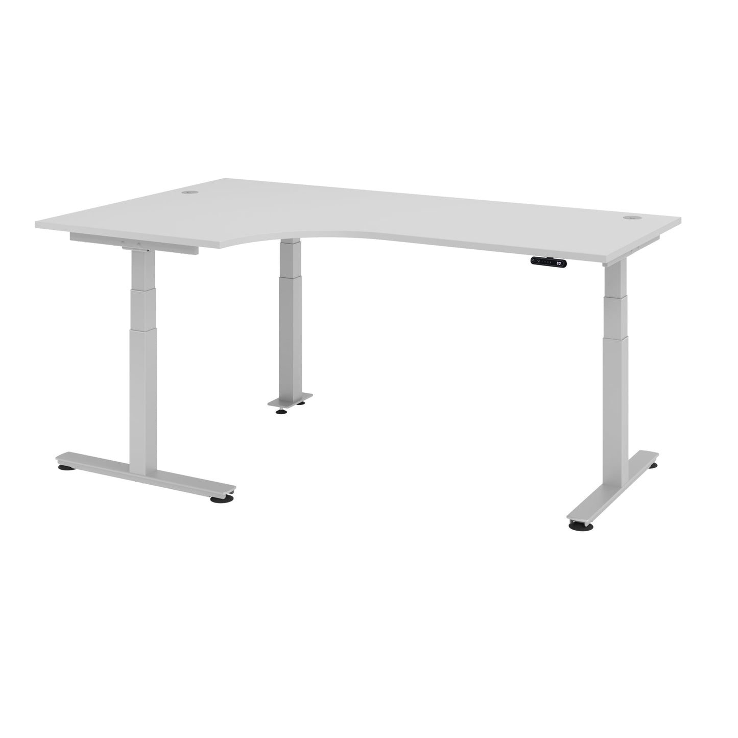 Hammerbacher Schreibtisch Maße: 2.000 x 630-1.270 x 1.200 mm (B x H x T) Spanplatte grau