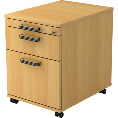 Hammerbacher Rollcontainer Solid 428 x 590 x 580 mm (B x H x T) 3 Schubladen Holz, melaminharzbeschichtet buche buche