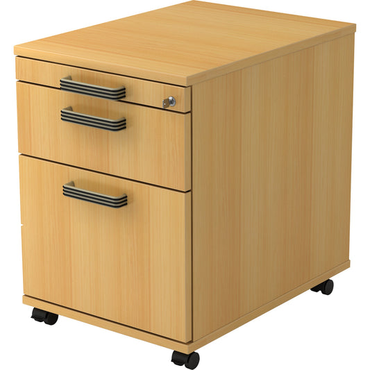 Hammerbacher Rollcontainer Solid 428 x 590 x 580 mm (B x H x T) 3 Schubladen Holz, melaminharzbeschichtet buche buche
