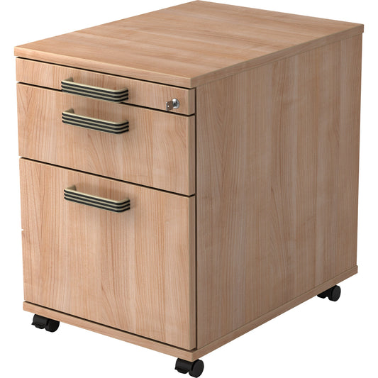 Hammerbacher Rollcontainer Solid 428 x 590 x 580 mm (B x H x T) 3 Schubladen Holz, melaminharzbeschichtet nussbaum nussbaum