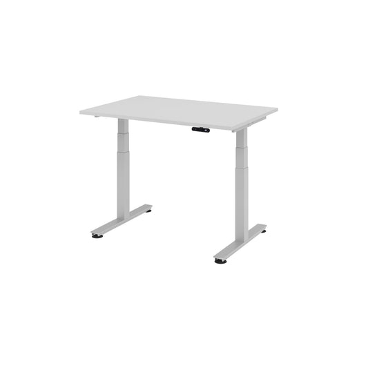 Hammerbacher Schreibtisch Maße: 1.200 x 630-1.270 x 800 mm (B x H x T) Holz grau