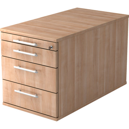 Hammerbacher Rollcontainer Solid 428 x 512 x 800 mm (B x H x T) 4 Schubladen Holz, melaminharzbeschichtet nussbaum