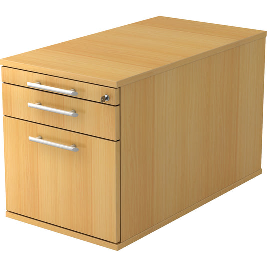 Hammerbacher Rollcontainer Solid 428 x 512 x 800 mm (B x H x T) 3 Schubladen Holz, melaminharzbeschichtet buche