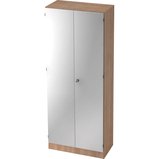 Hammerbacher Garderobenschrank 800 x 2.004 x 420 mm (B x H x T) Spanplatte, melaminharzbeschichtet Farbe der Front: nussbaum Farbe des Korpus: silber