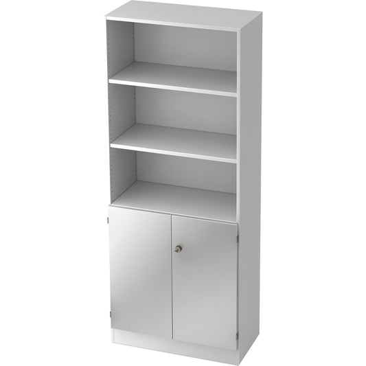 Hammerbacher Regalschrank 800 x 2.004 x 420 mm (B x H x T) 4 Fachböden Flügeltüren ohne Rollen Holz, melaminharzbeschichtet