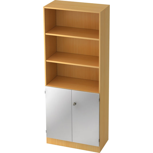 Hammerbacher Regalschrank 800 x 2.004 x 420 mm (B x H x T) 4 Fachböden Flügeltüren ohne Rollen Holz, melaminharzbeschichtet