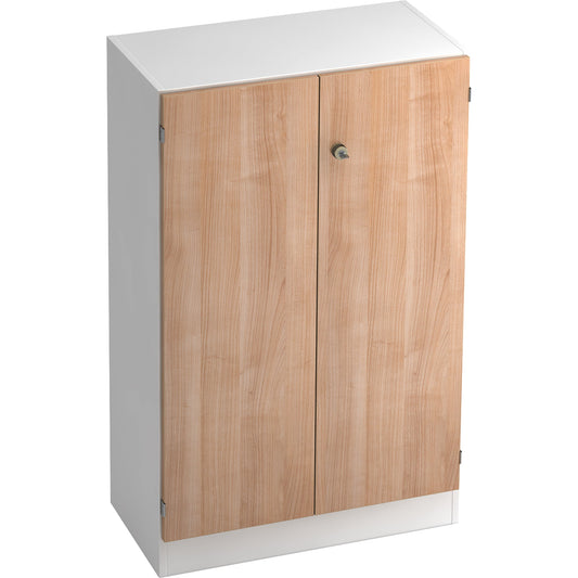 Hammerbacher Flügeltürenschrank 800 x 1.270 x 420 mm (B x H x T) 2 Fachböden Spanplatte Farbe der Front: nussbaum Farbe des Korpus: weiß