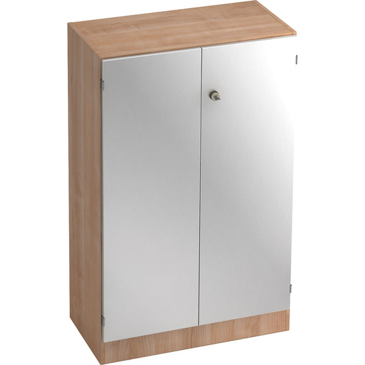 Hammerbacher Flügeltürenschrank 800 x 1.270 x 420 mm (B x H x T) 2 Fachböden Spanplatte Farbe der Front: silber Farbe des Korpus: nussbaum