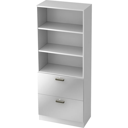Hammerbacher Hängeregistraturschrank 800 x 2.004 x 420 mm (B x H x T) Spanplatte, melaminharzbeschichtet Farbe der Front: silber Farbe des Korpus: weiß