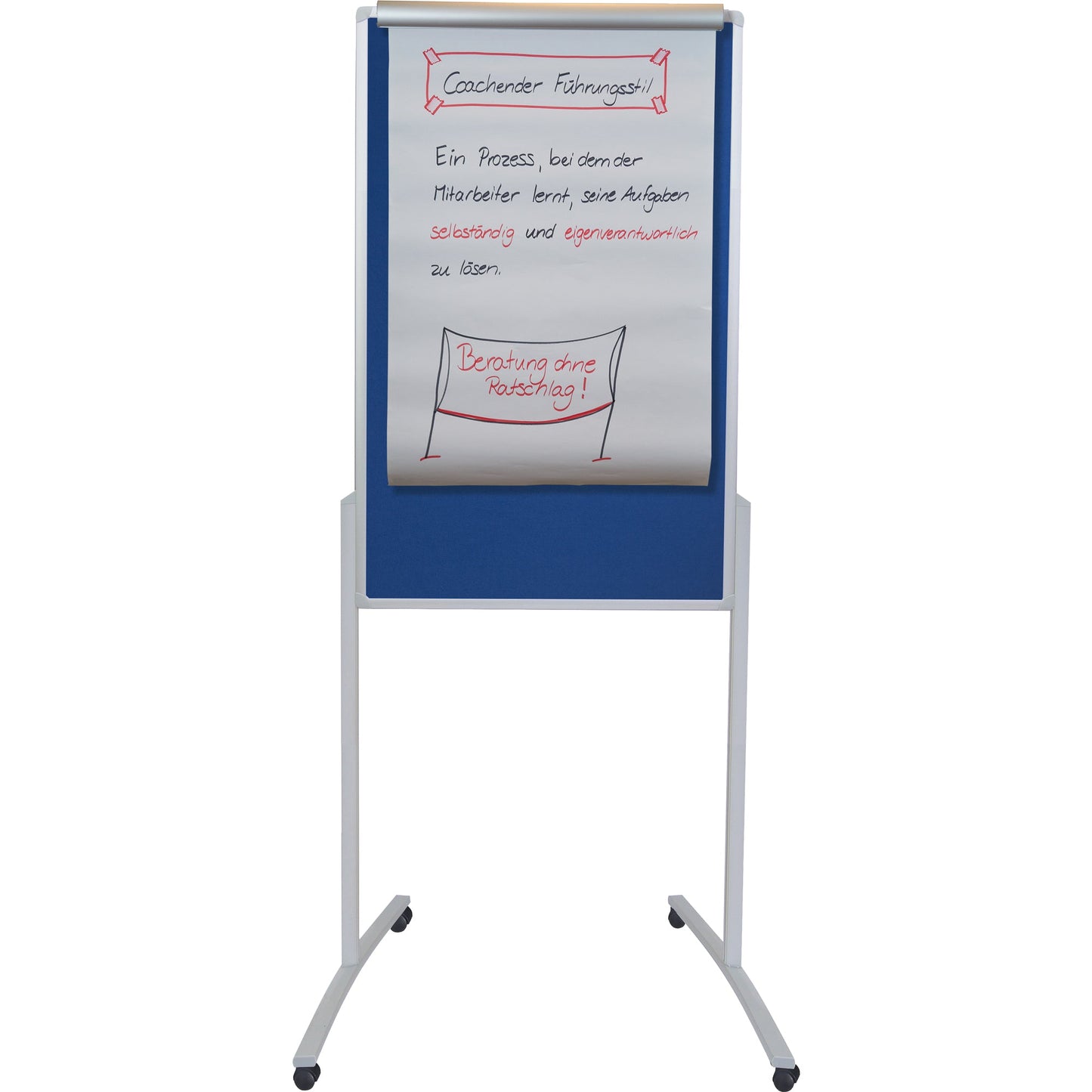 FRANKEN Moderationstafel PRO mobil Maße der Oberfläche: 76 x 121 cm (B x H) höhenverstellbar inkl. magnetischem Flipchart-Blockhalter Filz blau