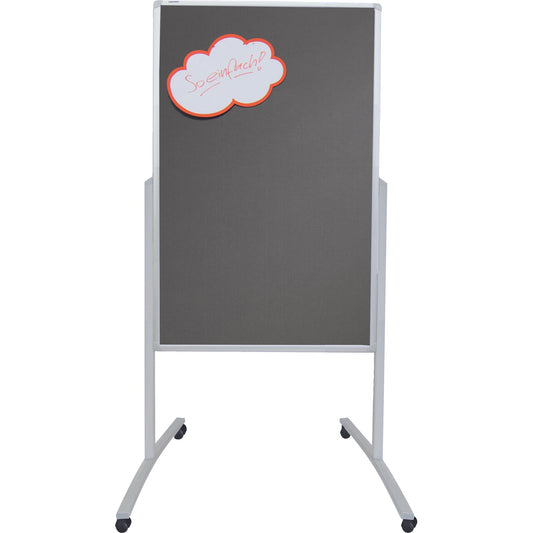 FRANKEN Moderationstafel PRO mobil Maße der Oberfläche: 76 x 121 cm (B x H) höhenverstellbar inkl. magnetischem Flipchart-Blockhalter Filz grau