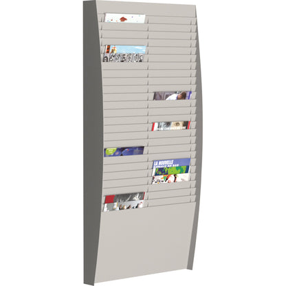 Paperflow Prospekthalter 54,4 x 112 x 12,9 cm (B x H x T) DIN A4 Polystyrol grau 50 Fächer