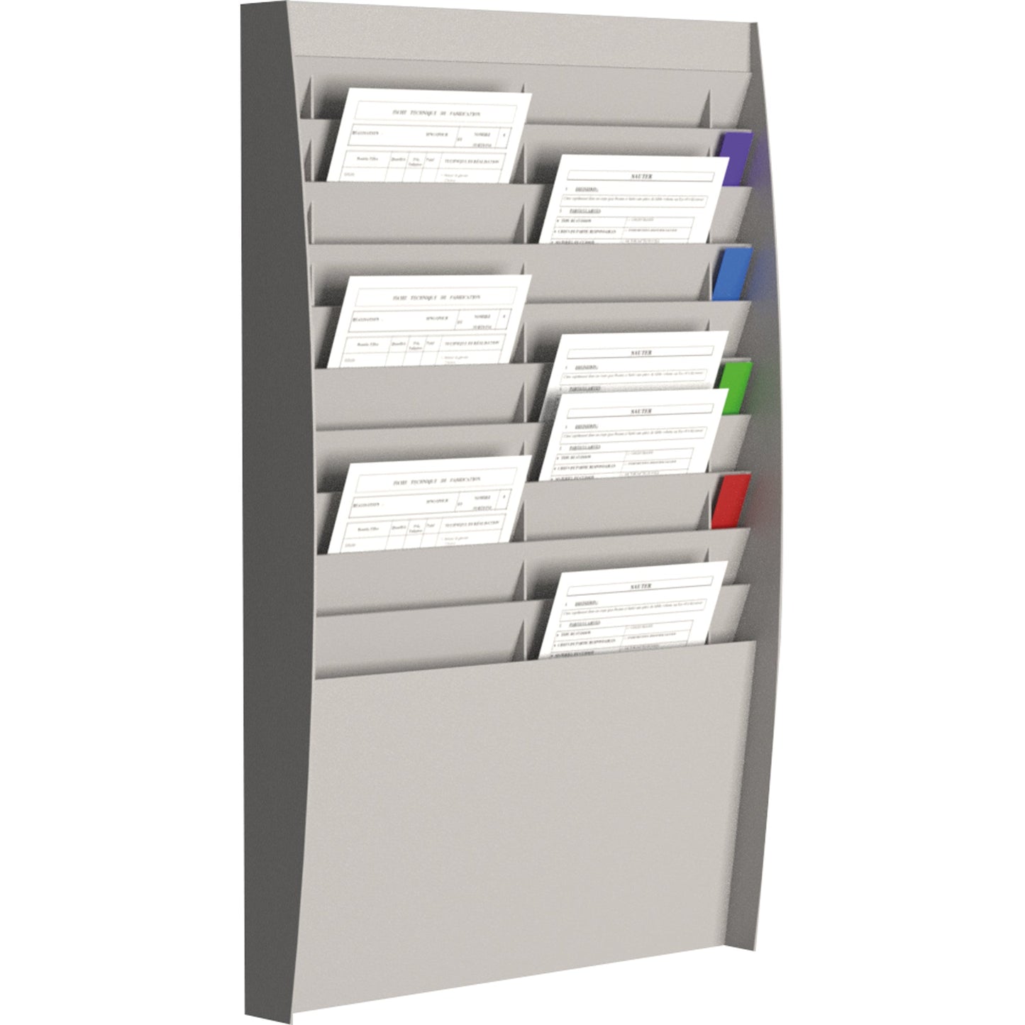 Paperflow Prospekthalter 54,4 x 86,5 x 10,6 cm (B x H x T) DIN A4 Polystyrol grau 20 Fächer