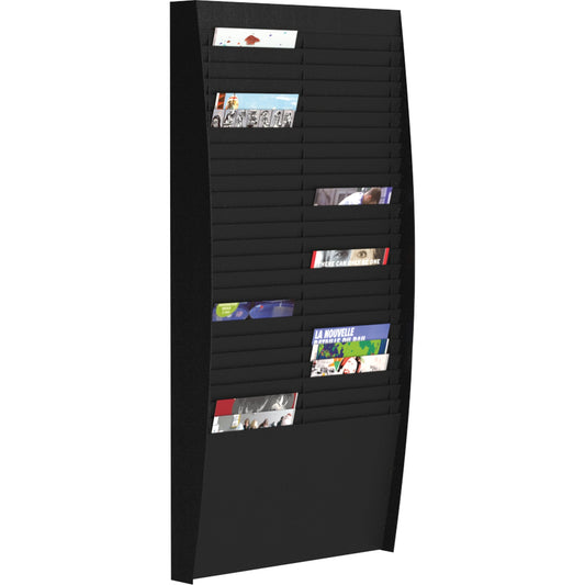 Paperflow Prospekthalter 54,4 x 112 x 12,9 cm (B x H x T) DIN A4 Polystyrol schwarz 50 Fächer