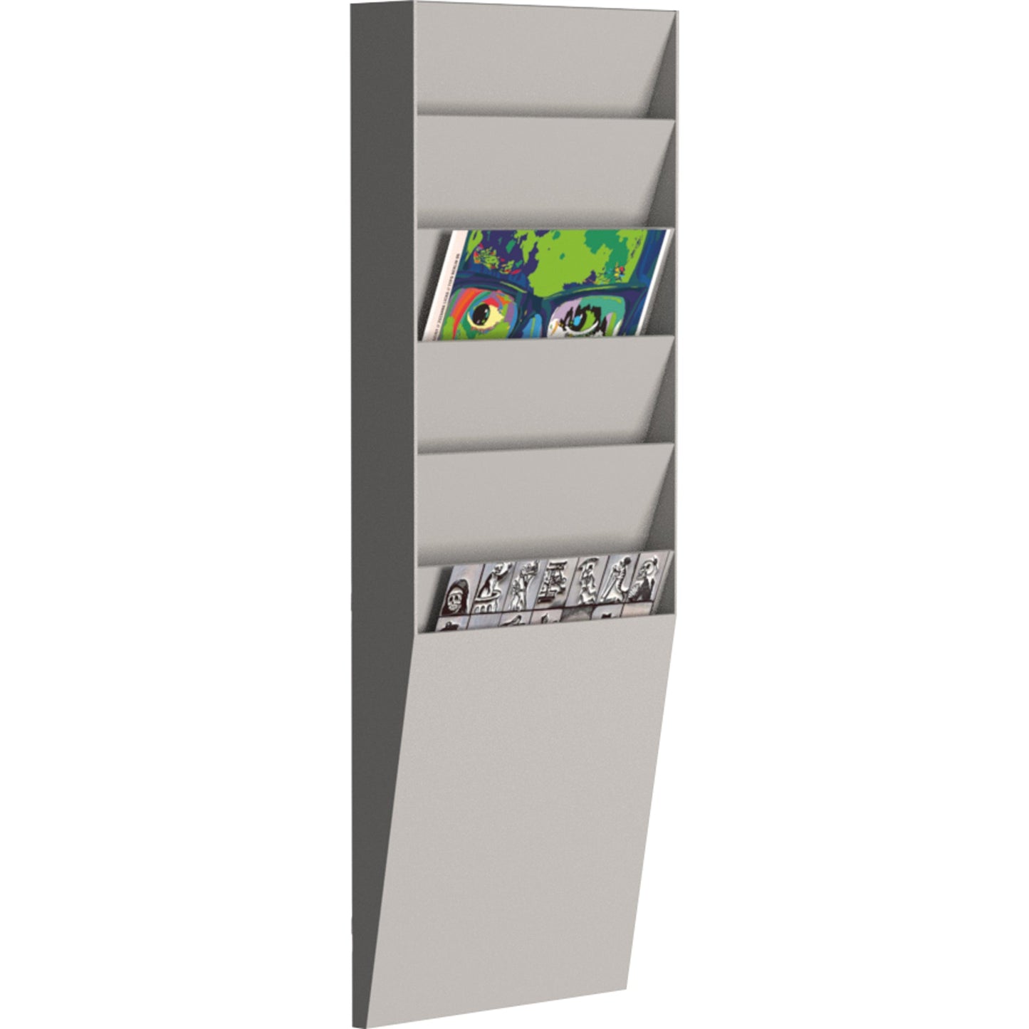 Paperflow Prospekthalter 23,6 x 71,2 x 8,3 cm (B x H x T) DIN A4 Polystyrol grau 6 Fächer