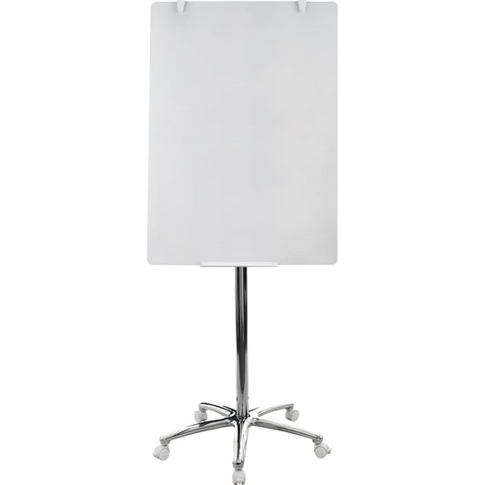 Bi-office Mobiles Flipchart mit Ablageschale Rundfuß mit 5 Lenkrollen Sicherheitsglas silber