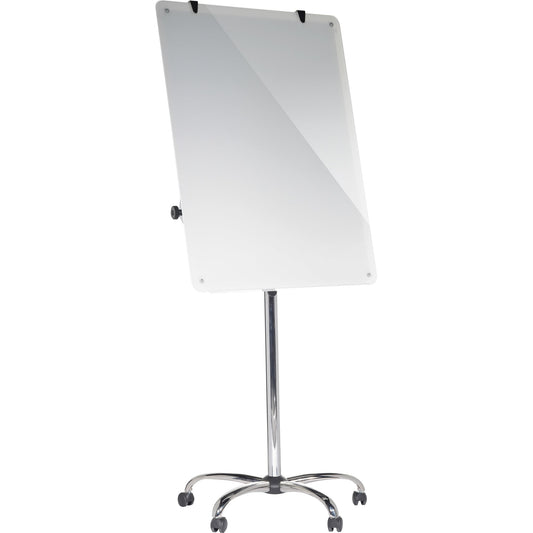 Bi-office Mobiles Flipchart mit Ablageschale Rundfuß mit 5 Lenkrollen Sicherheitsglas silber
