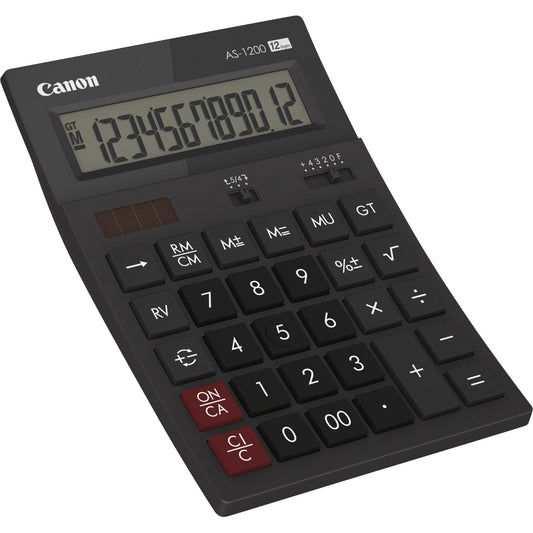 Canon Tischrechner AS-1200 119 x 37 x 177 mm (B x H x T) Batterie, Solar-Energie dunkelgrau