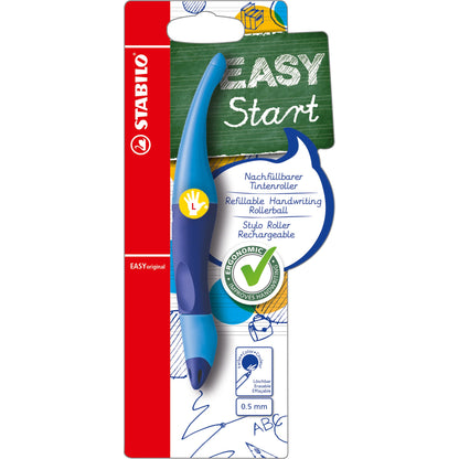 STABILO® Tintenroller EASYoriginal 0,5mm königsblau nicht dokumentenecht inkl. 1 Patrone M blau, Namensschild