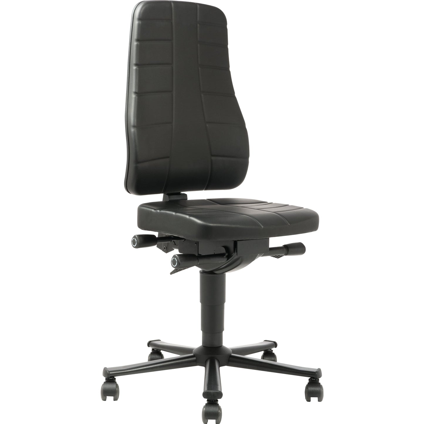 BIMOS Arbeitsdrehstuhl All-in-One Highline 2 45-60cm Synchronmechanik Rolle weich gebremst (für Hartboden) schwarz