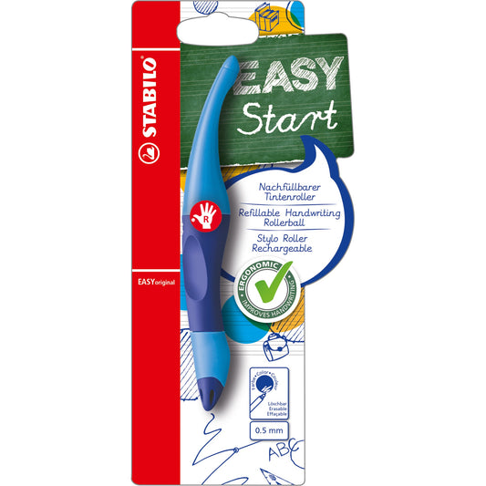 STABILO® Tintenroller EASYoriginal 0,5mm königsblau nicht dokumentenecht inkl. 1 Patrone M blau, Namensschild