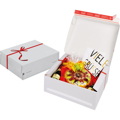 ColomPac® Geschenkkarton Medium 36,3 x 12,5 x 29 cm (B x H x T) Wellpappe weiß/rot