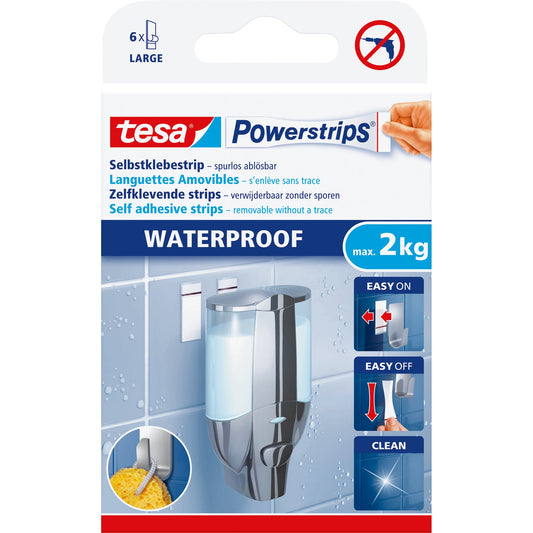 tesa® Klebepad Powerstrips® Waterproof Large 20 x 50 mm (B x L) weiß 6 St./Pack.