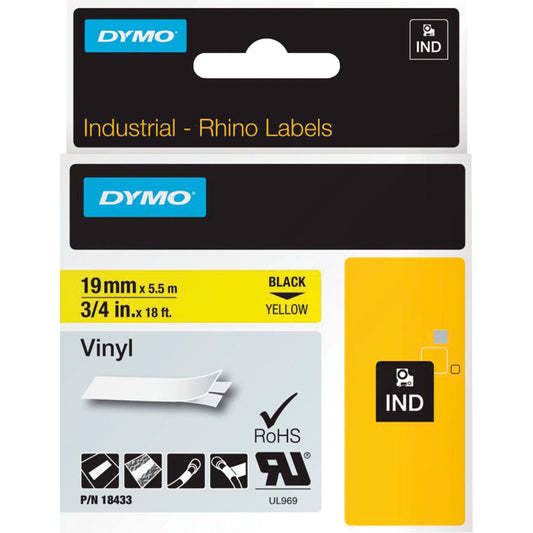 DYMO® Schriftbandkassette 19 mm x 5,5 m (B x L) gelb schwarz