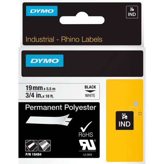 DYMO® Schriftbandkassette 19 mm x 5,5 m (B x L) weiß schwarz