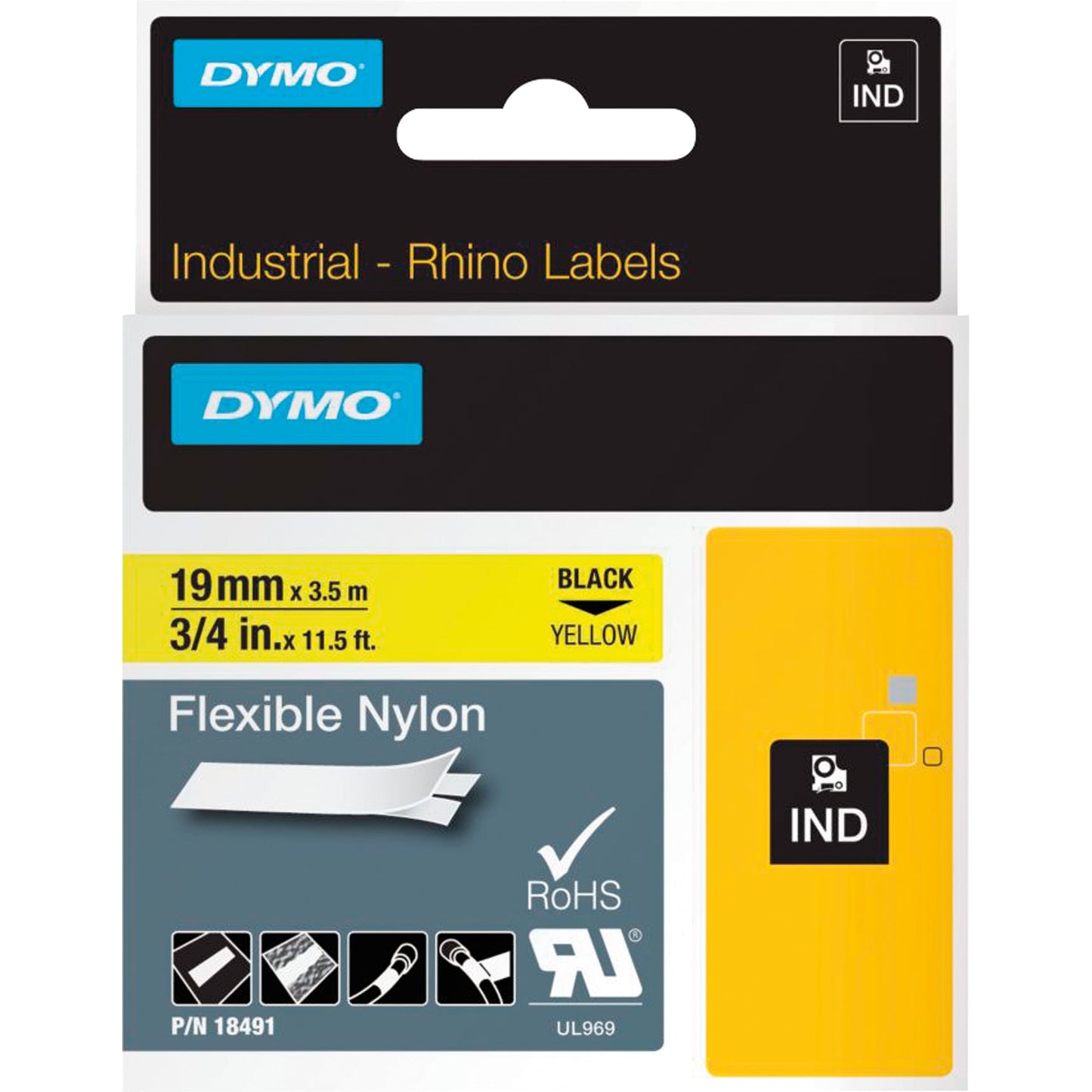 DYMO® Schriftbandkassette 19 mm x 3,5 m (B x L) gelb schwarz