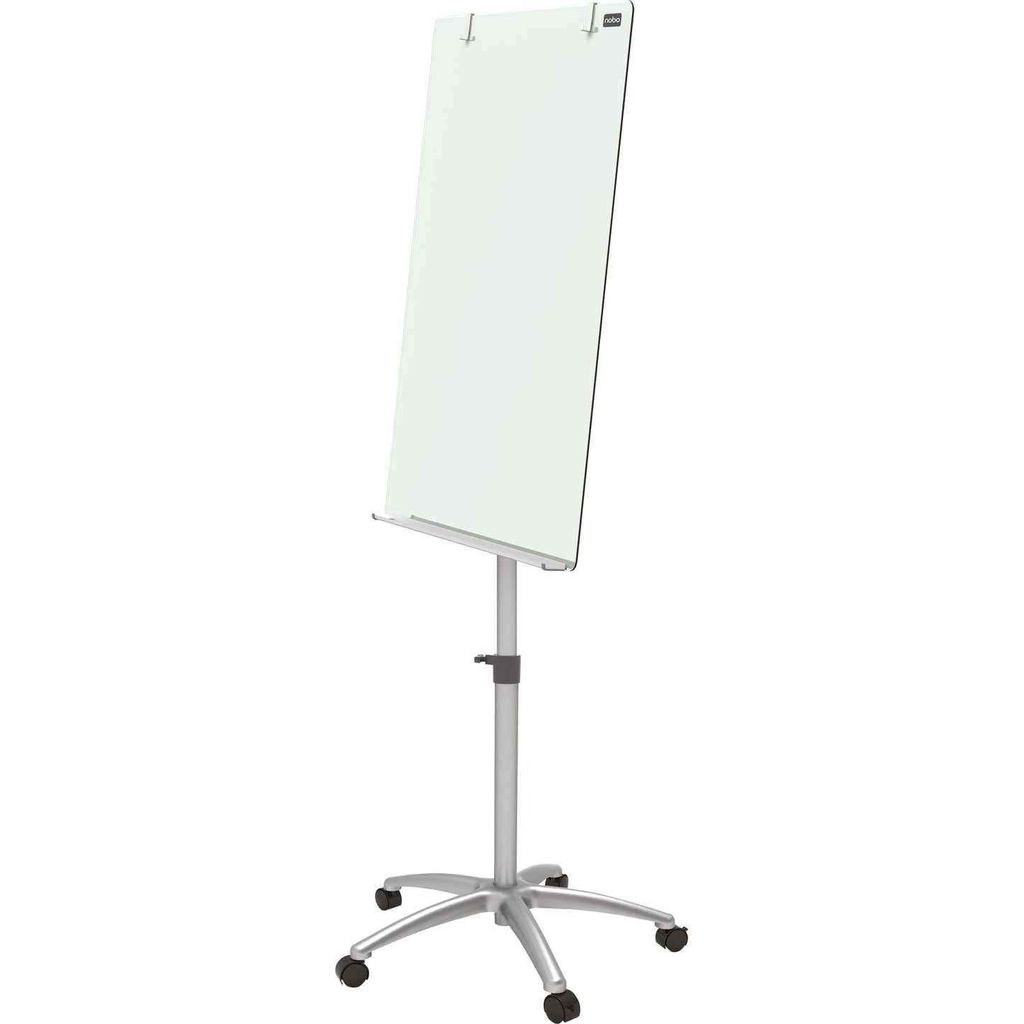 Nobo® Mobiles Flipchart Glas mit Ablageschale Rundfuß Sicherheitsglas silber