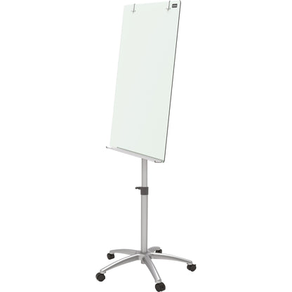 Nobo® Mobiles Flipchart Glas mit Ablageschale Rundfuß Sicherheitsglas silber