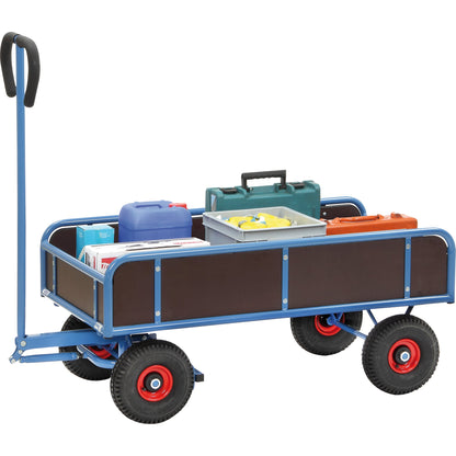 Fetra Handwagen 70 x 118,5 x 137,5 cm (B x H x T) 400kg Stahl/Holz blau/braun