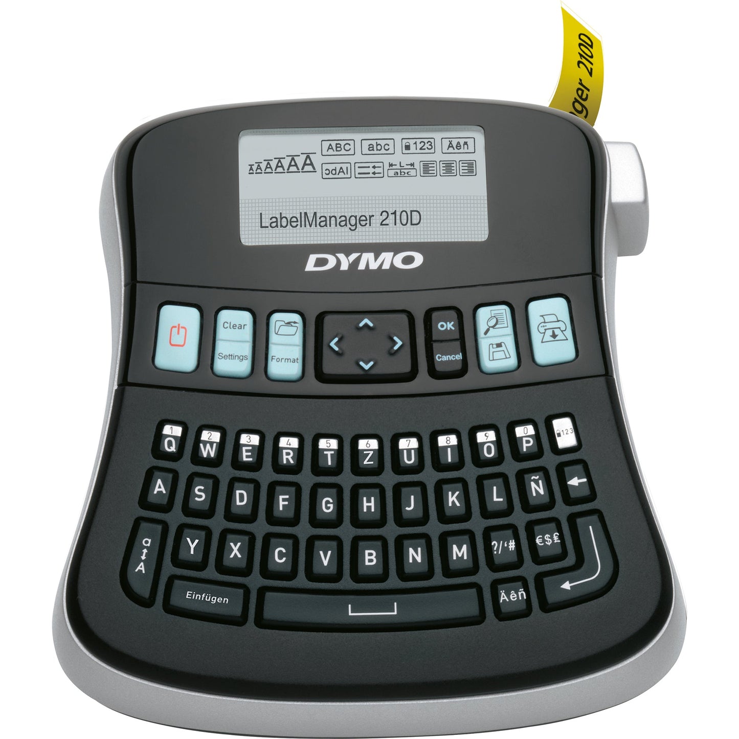 DYMO® Beschriftungsgerät LabelManagerT 210D+ 1 Display-Zeile 8 Schriftgrößen 2 Druckzeilen inkl. D1-Starter-Schriftbandkassette (12 mm x 3 m, schwarz auf weiß)