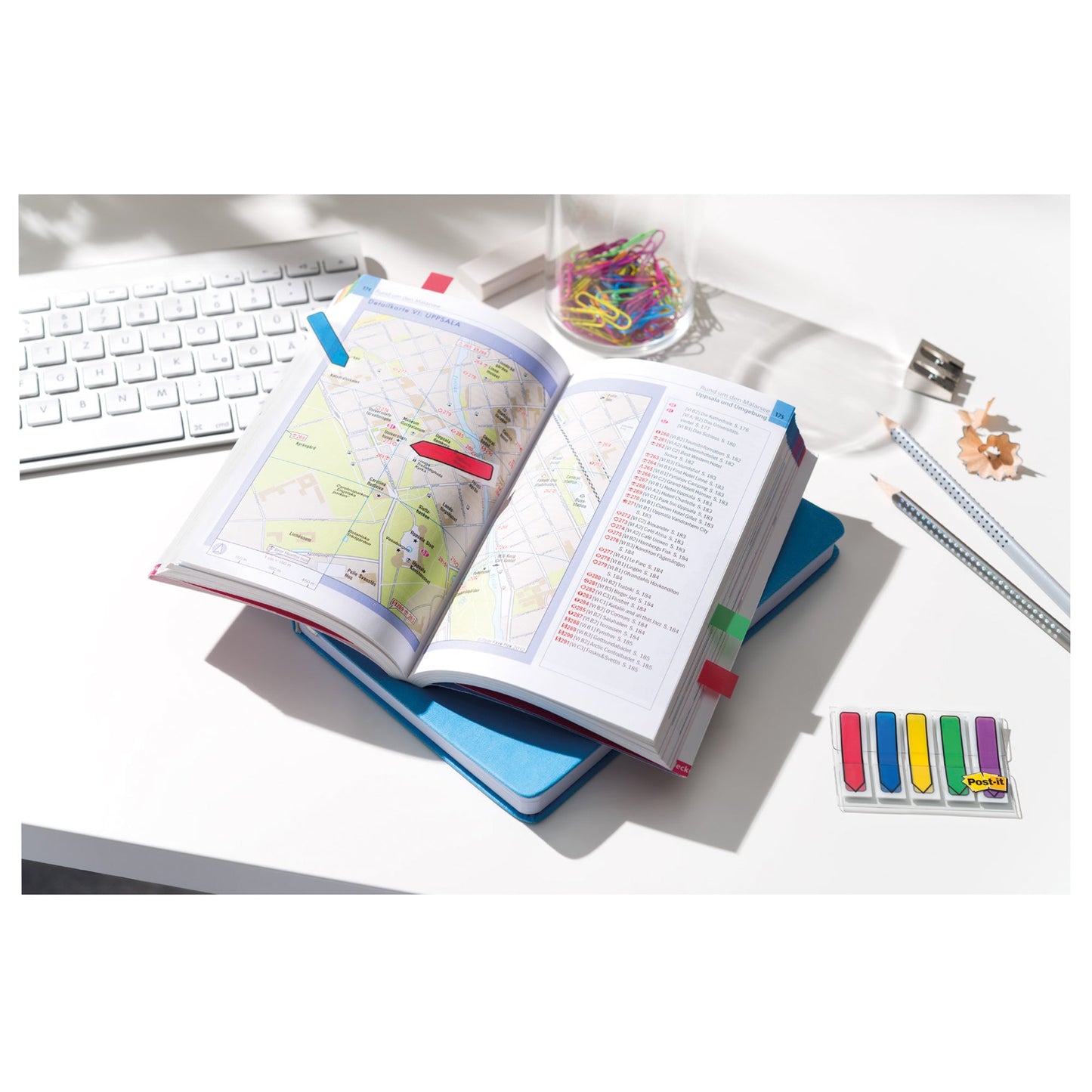Post-it® Haftstreifen Index Pfeile 43,2 x 11,9 mm (B x H) rot, gelb, grün, blau 24 Bl./Block 4 Block/Pack.