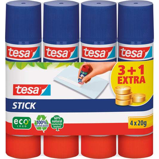 tesa® Klebestift Stick nicht nachfüllbar 4 x 20 g/Pack.
